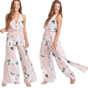 Show Me Your Mumu Delano Pink Magnolia Halter Jumpsuit Size S